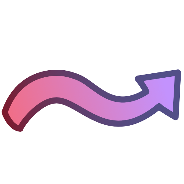 A wavy arrow pointing right that grades from pinkish-orange to purple.